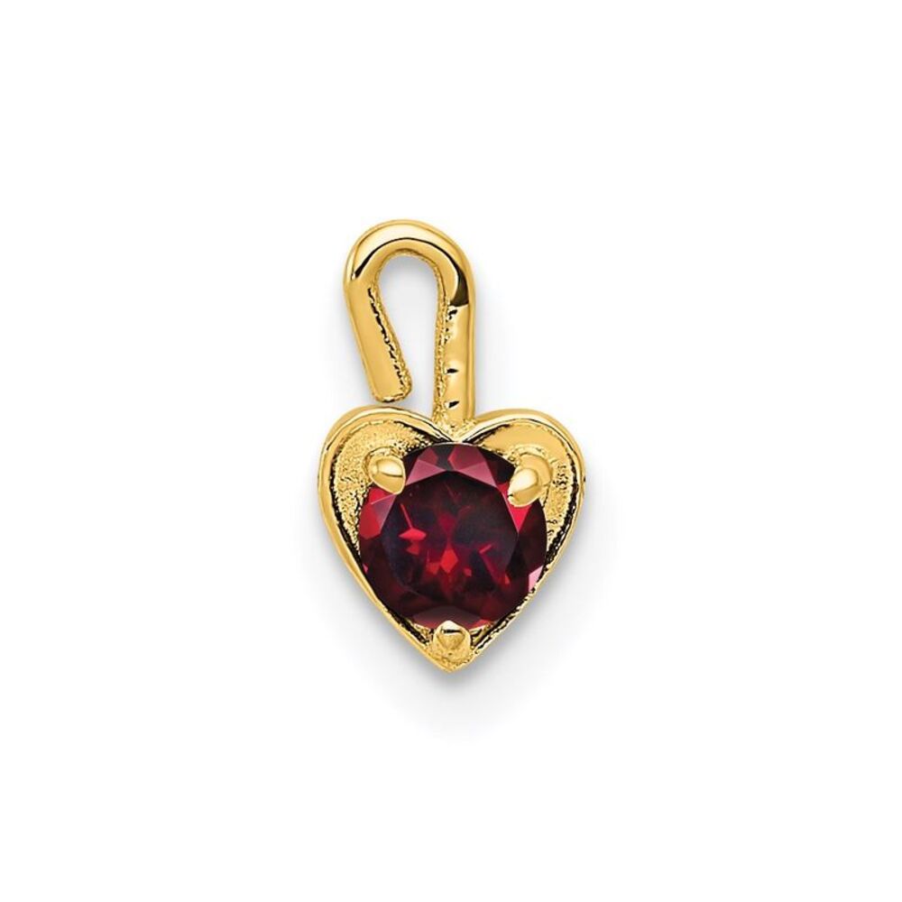 Jul Synthetic Ruby 14k Yellow Gold Heart Pendant Enhancer, 5mm